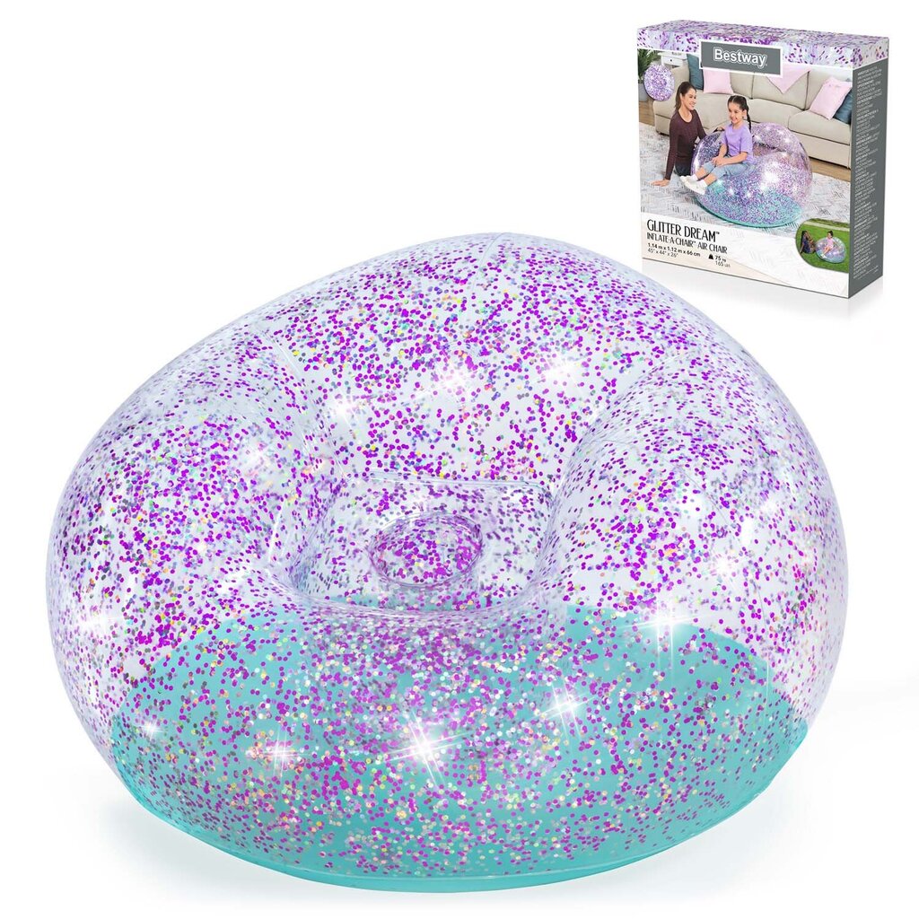 Puhallettava tuoli glitterillä, Bestway 751151, 114 cm. x 112 cm. x 66 cm. hinta ja tiedot | Ilmapatjat | hobbyhall.fi