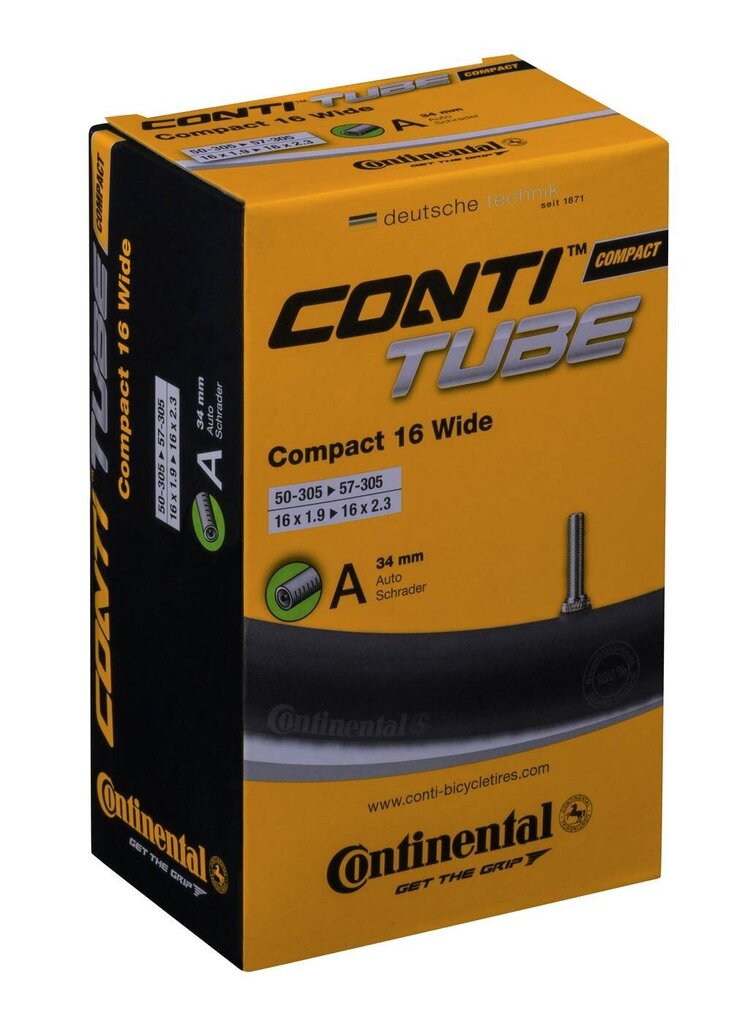Sisärengas Continental Tube Compact 16 Wide, Auto 50/62-305 hinta ja tiedot | Polkupyörän renkaat ja sisäkumit | hobbyhall.fi