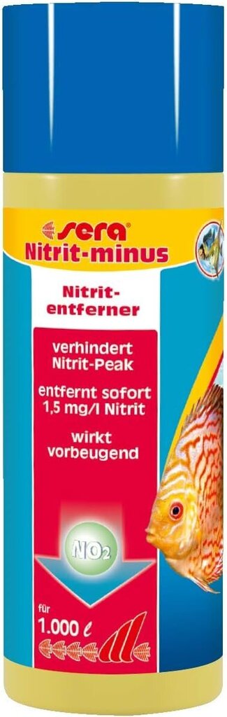 Seran nitriti -minus 250 ml - Vesihuolto akvaario, välitön apu nitriittiä vastaan, poistettu 1,5 mg/l -nitriittiä annosta kohden estää nitritpeak hinta ja tiedot | Akvaariotarvikkeet | hobbyhall.fi