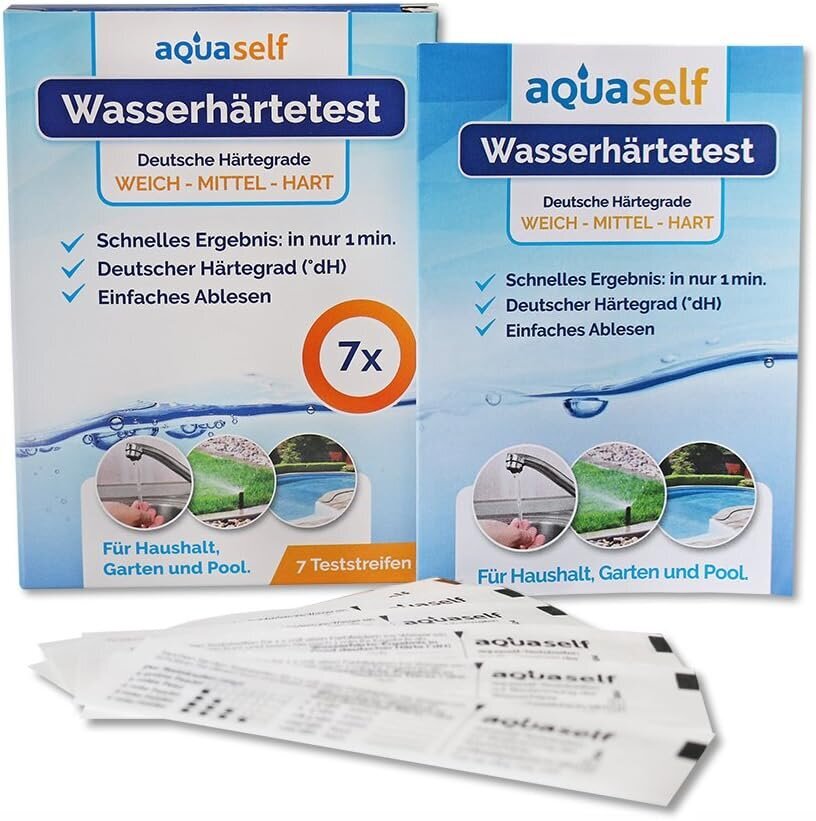 Aquaself Water -kovuustestausliuskat - 7 kappaletta - Saksan vaikeusalue ° DH - Testaa veden kovuus pehmeässä, keskipitkällä ja kovalla. hinta ja tiedot | Uima-allastarvikkeet | hobbyhall.fi