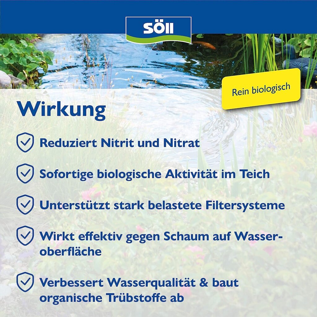 Söll 80409 Biobooster -lampi -bakteerit puhdasta vettä puhtaasti biologisesti 5 l - erittäin aktiiviset kirkkaat vesibakteerit vähentävät nitraattitraattia puutarha -lampi -uima -lampi Koi -Pondissa hinta ja tiedot | Akvaariotarvikkeet | hobbyhall.fi