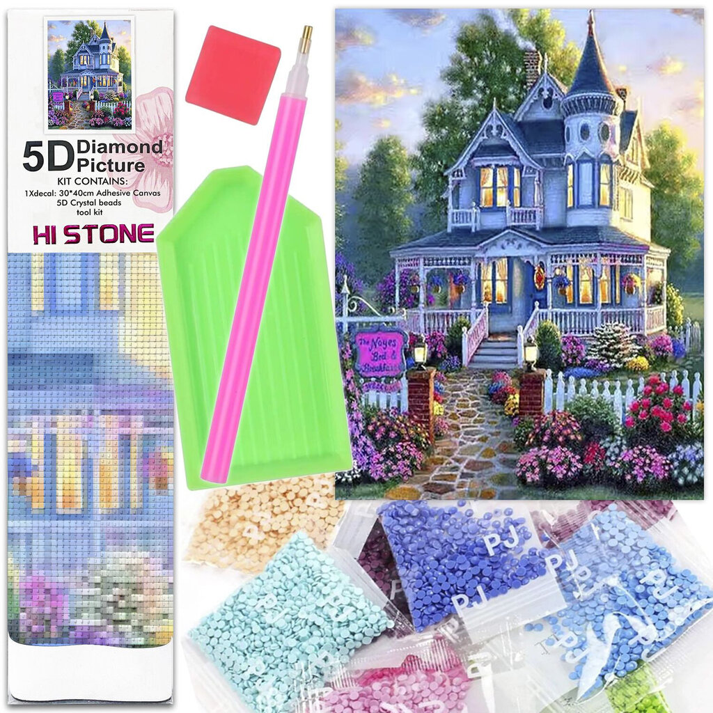 Diamond Mosaic 5D -kirjontamaalaustalo puutarhassa 1006296 hinta ja tiedot | Timanttimaalaukset | hobbyhall.fi