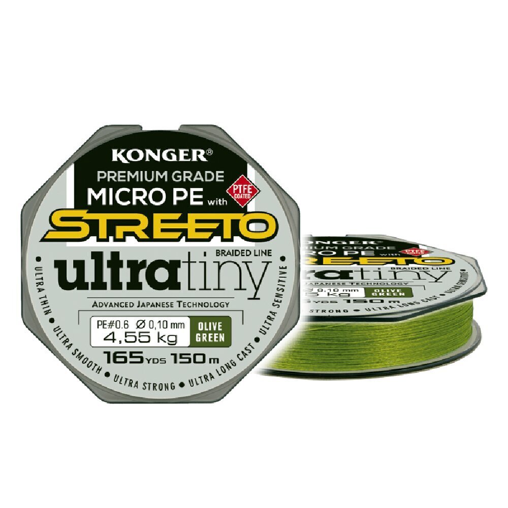 Braided Line KONGER Streeto Ultra Tiny Olive Green 0,04/150m hinta ja tiedot | Muut kalastustarvikkeet | hobbyhall.fi