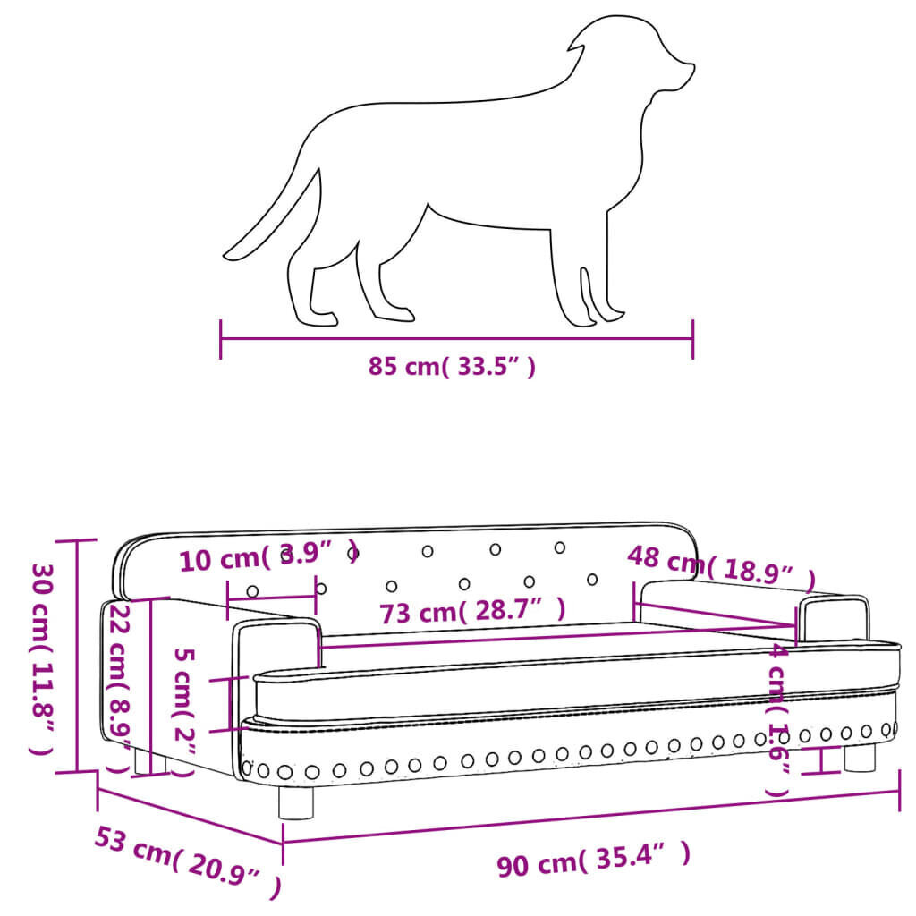 Samettipeti koirille VidaXL, 90x53x30 cm, ruskea hinta ja tiedot | Pedit ja pesät | hobbyhall.fi