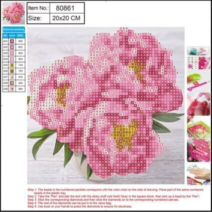 Timanttimosaiikki 5D "Peonies" 20x20cm hinta ja tiedot | Timanttimaalaukset | hobbyhall.fi