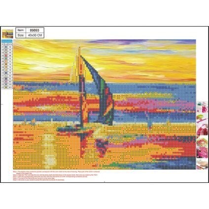 Timanttimosaiikki 5D "Sailboat" 30x40cm hinta ja tiedot | Timanttimaalaukset | hobbyhall.fi