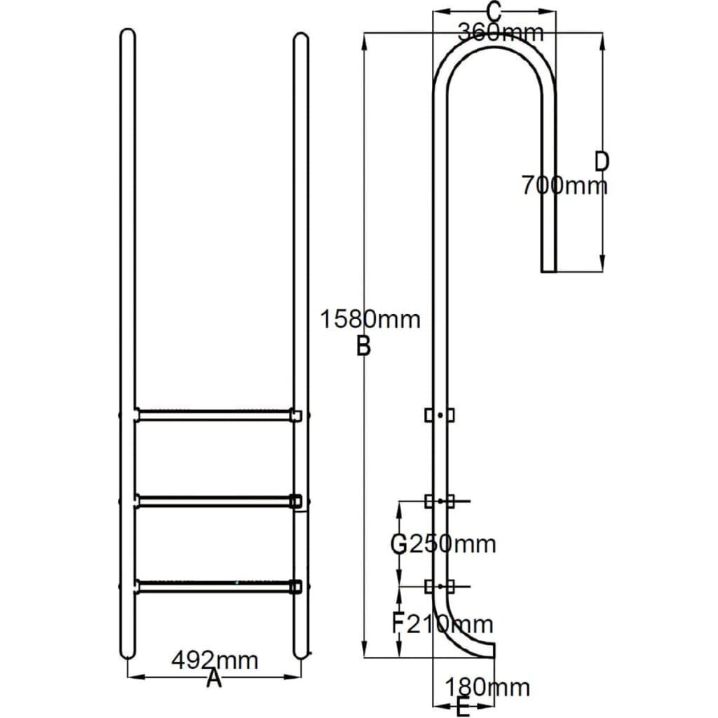 vidaXL Uima-altaan tikkaat 3 askelmaa 120 cm ruostumaton 304 teräs hinta ja tiedot | Uima-allastarvikkeet | hobbyhall.fi