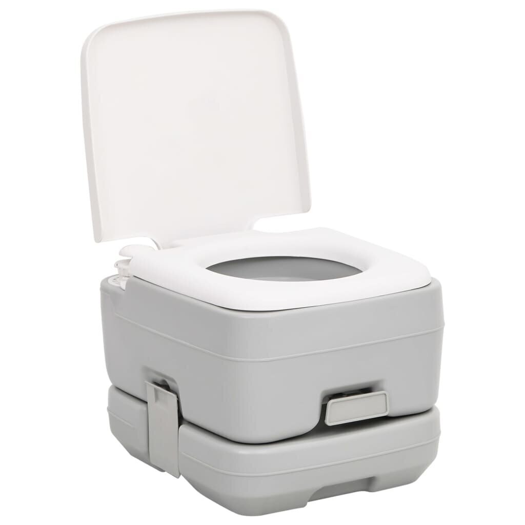 vidaXL Kannettava retki WC harmaavalkoinen 10+10 l HDPE hinta ja tiedot | Kuivakäymälät | hobbyhall.fi