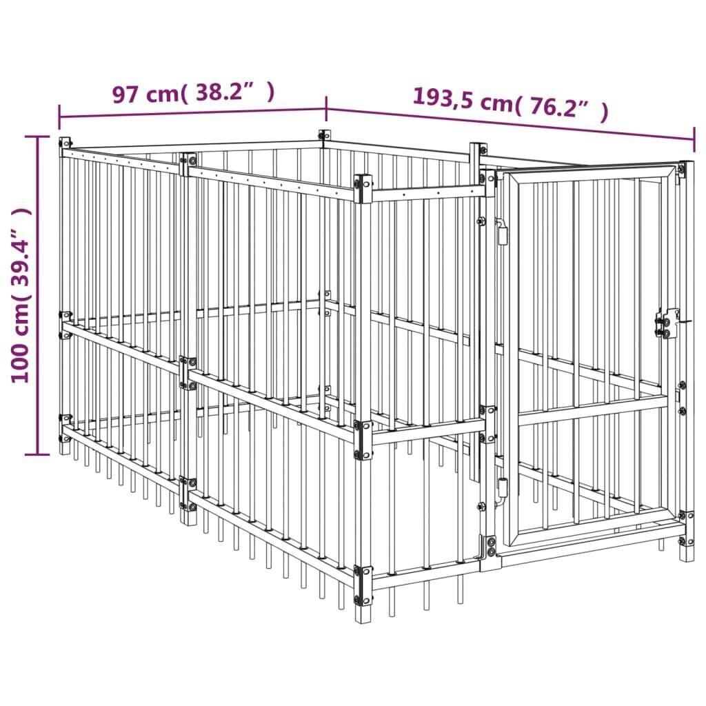 vidaXL Koiranhäkki musta 193,5x97x100 cm teräs hinta ja tiedot | Kuljetushäkit ja kuljetuslaatikot | hobbyhall.fi