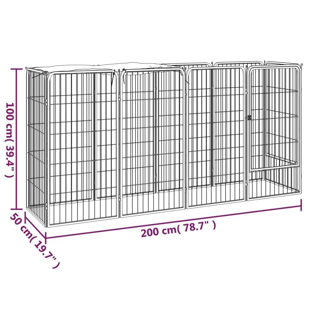 vidaXL Koiranhäkki 10 paneelia musta 50x100 cm jauhemaalattu teräs hinta ja tiedot | Kuljetushäkit ja kuljetuslaatikot | hobbyhall.fi