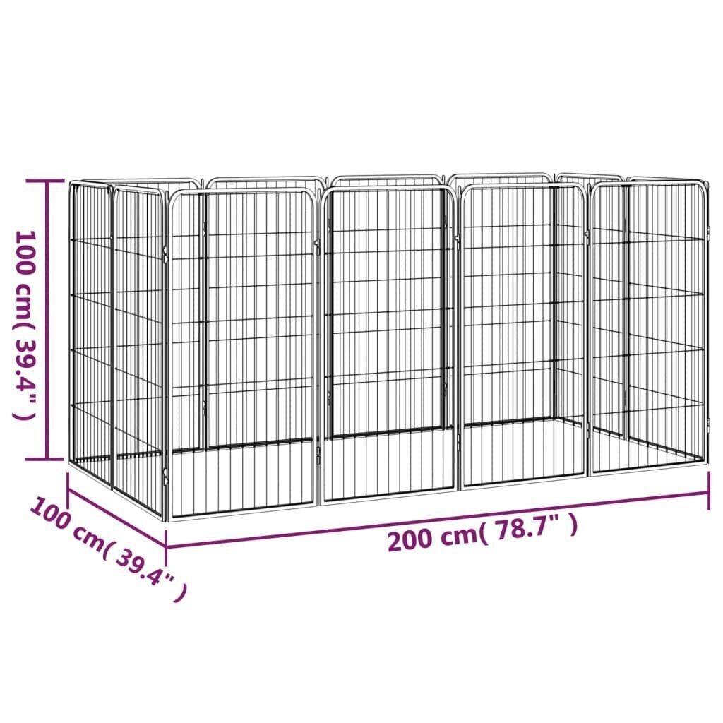 vidaXL Koiranhäkki 12 paneelia musta 50x100 cm jauhemaalattu teräs hinta ja tiedot | Pedit ja pesät | hobbyhall.fi