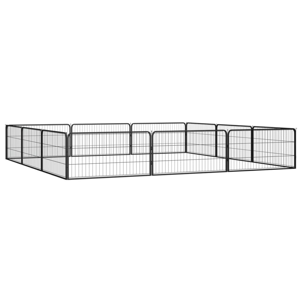 vidaXL Koiranhäkki 12 paneelia musta 100x50 cm jauhemaalattu teräs hinta ja tiedot | Kuljetushäkit ja kuljetuslaatikot | hobbyhall.fi