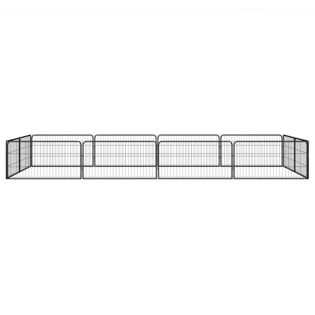 vidaXL Koiranhäkki 12 paneelia musta 100x50 cm jauhemaalattu teräs hinta ja tiedot | Kuljetushäkit ja kuljetuslaatikot | hobbyhall.fi