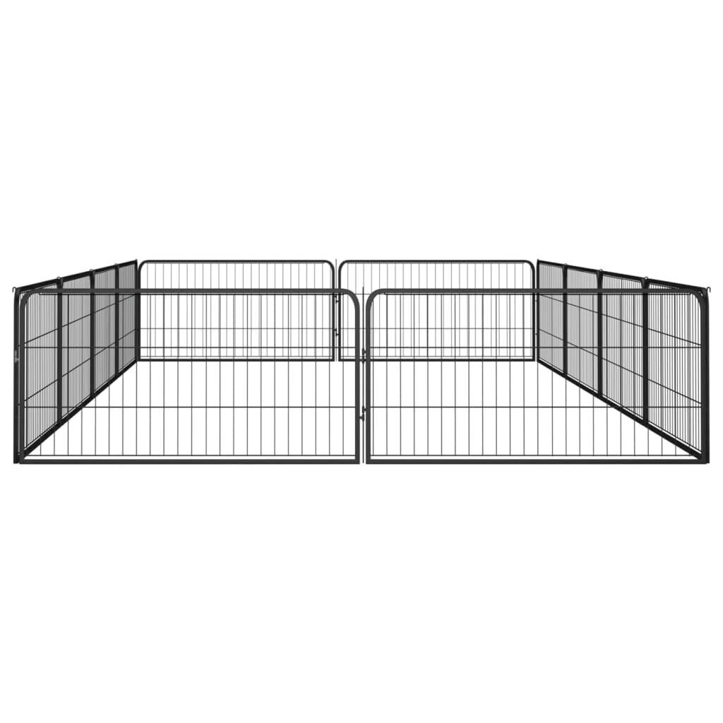 vidaXL Koiranhäkki 12 paneelia musta 100x50 cm jauhemaalattu teräs hinta ja tiedot | Kuljetushäkit ja kuljetuslaatikot | hobbyhall.fi