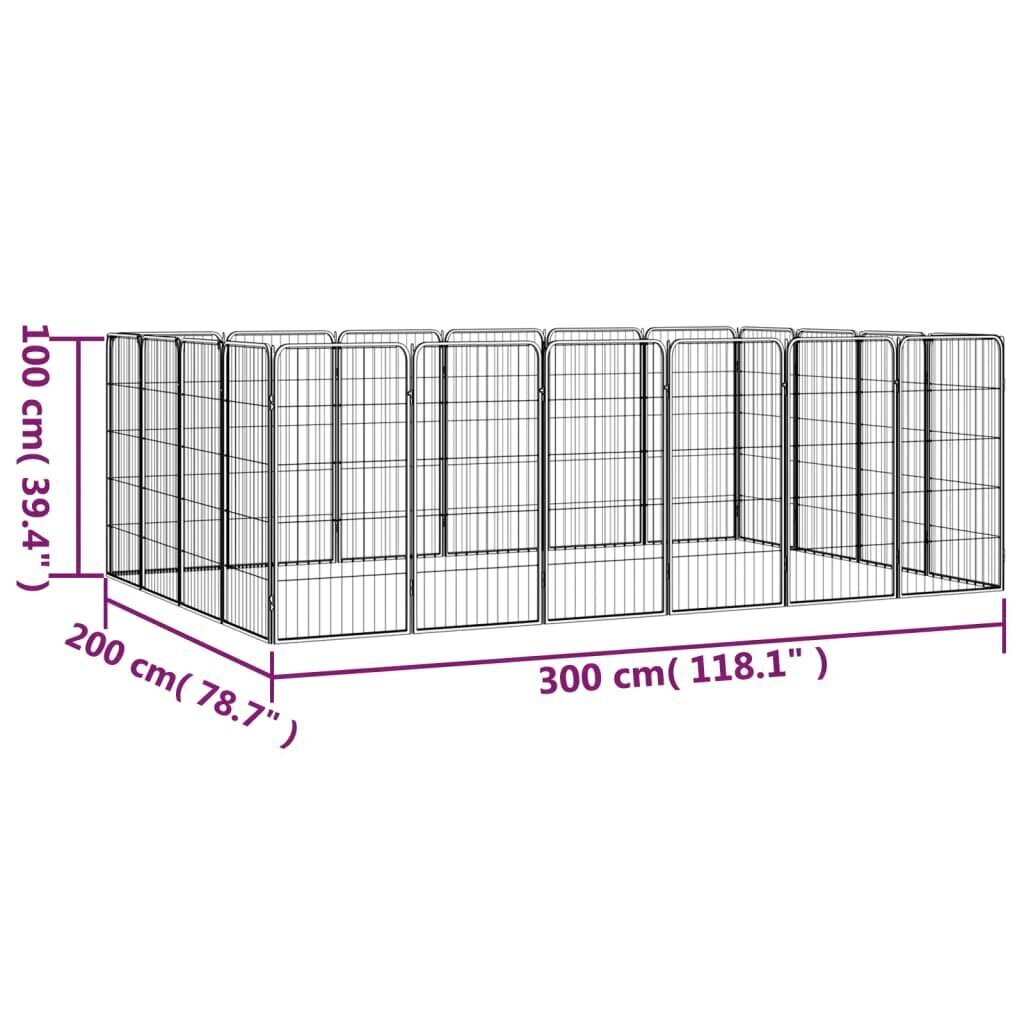 vidaXL Koiranhäkki 20 paneelia musta 50x100 cm jauhemaalattu teräs hinta ja tiedot | Pedit ja pesät | hobbyhall.fi