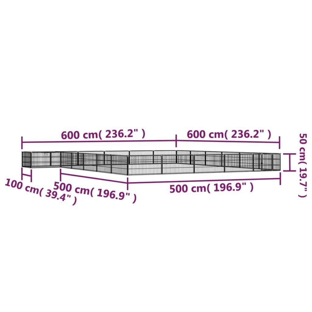 vidaXL Koiranhäkki 24 paneelia musta 100x50 cm jauhemaalattu teräs hinta ja tiedot | Pedit ja pesät | hobbyhall.fi