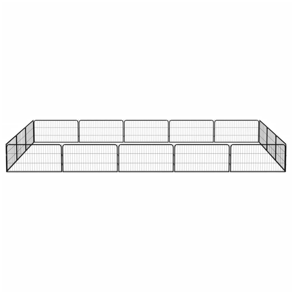 vidaXL Koiranhäkki 16 paneelia musta 100x50 cm jauhemaalattu teräs hinta ja tiedot | Kuljetushäkit ja kuljetuslaatikot | hobbyhall.fi