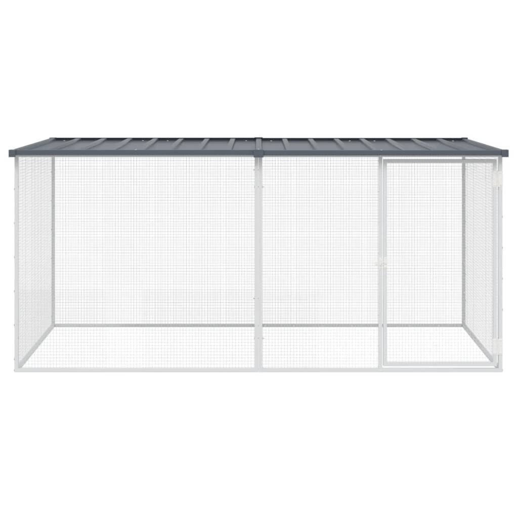 vidaXL Kanahäkki katolla antrasiitti 203x98x90 cm galvanoitu teräs hinta ja tiedot | Lintulaudat ja lintuhäkit | hobbyhall.fi