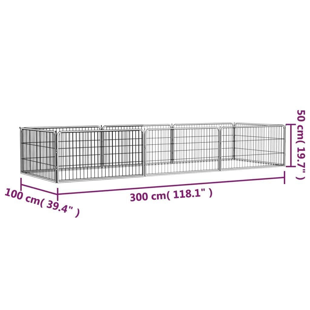 vidaXL Koiranhäkki 8 paneelia musta 100x50 cm jauhemaalattu teräs hinta ja tiedot | Pedit ja pesät | hobbyhall.fi