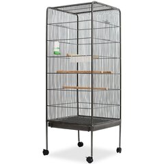 vidaXL Lintuhäkki musta 54x54x146 cm teräs hinta ja tiedot | Lintulaudat ja lintuhäkit | hobbyhall.fi