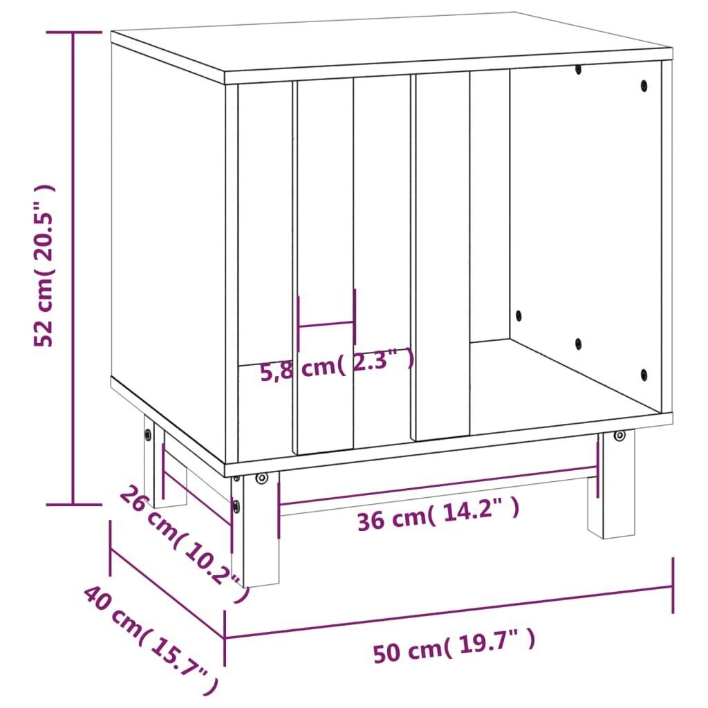 vidaXL Koirankoppi harmaa 70x50x62 cm täysi mänty hinta ja tiedot | Pedit ja pesät | hobbyhall.fi