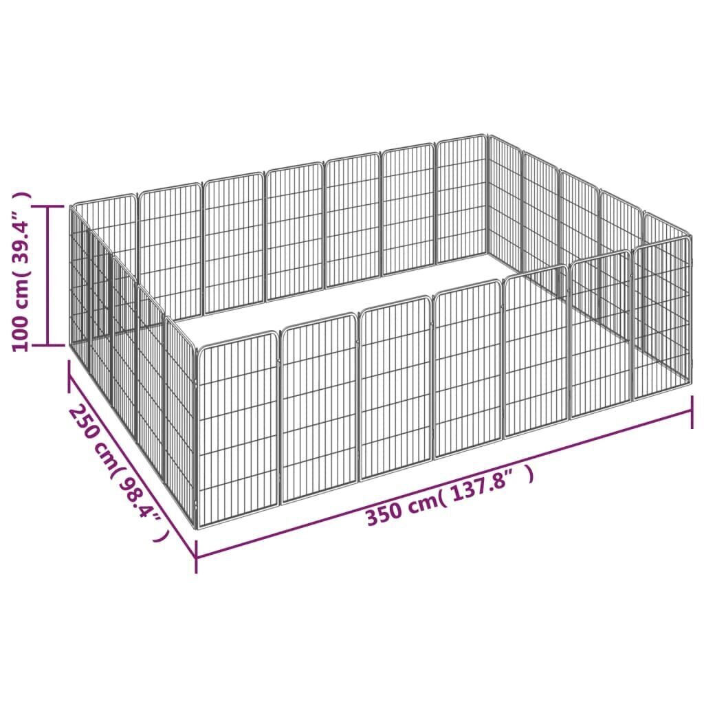 vidaXL Koiranhäkki 24 paneelia musta 50x100 cm jauhemaalattu teräs hinta ja tiedot | Pedit ja pesät | hobbyhall.fi