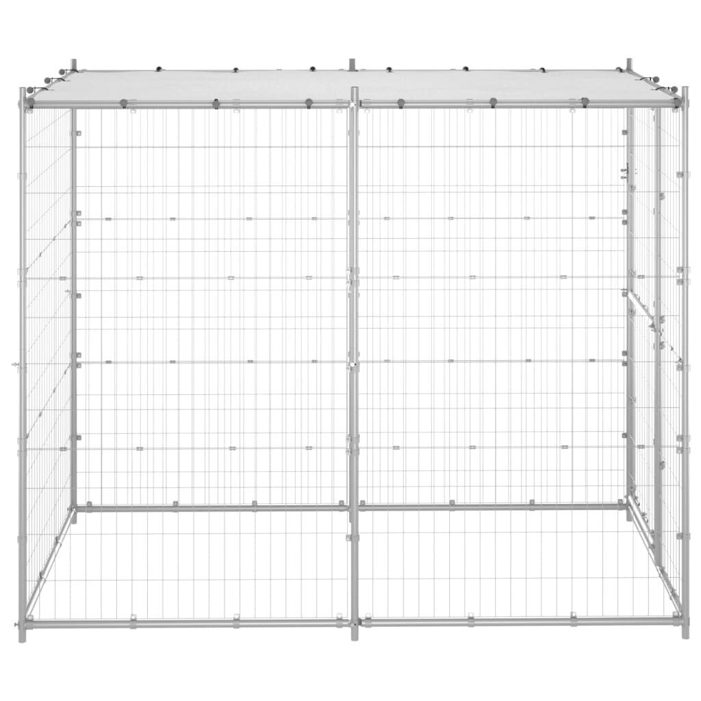 vidaXL Koiran ulkohäkki katolla galvanoitu teräs 110x220x180 cm hinta ja tiedot | Pedit ja pesät | hobbyhall.fi