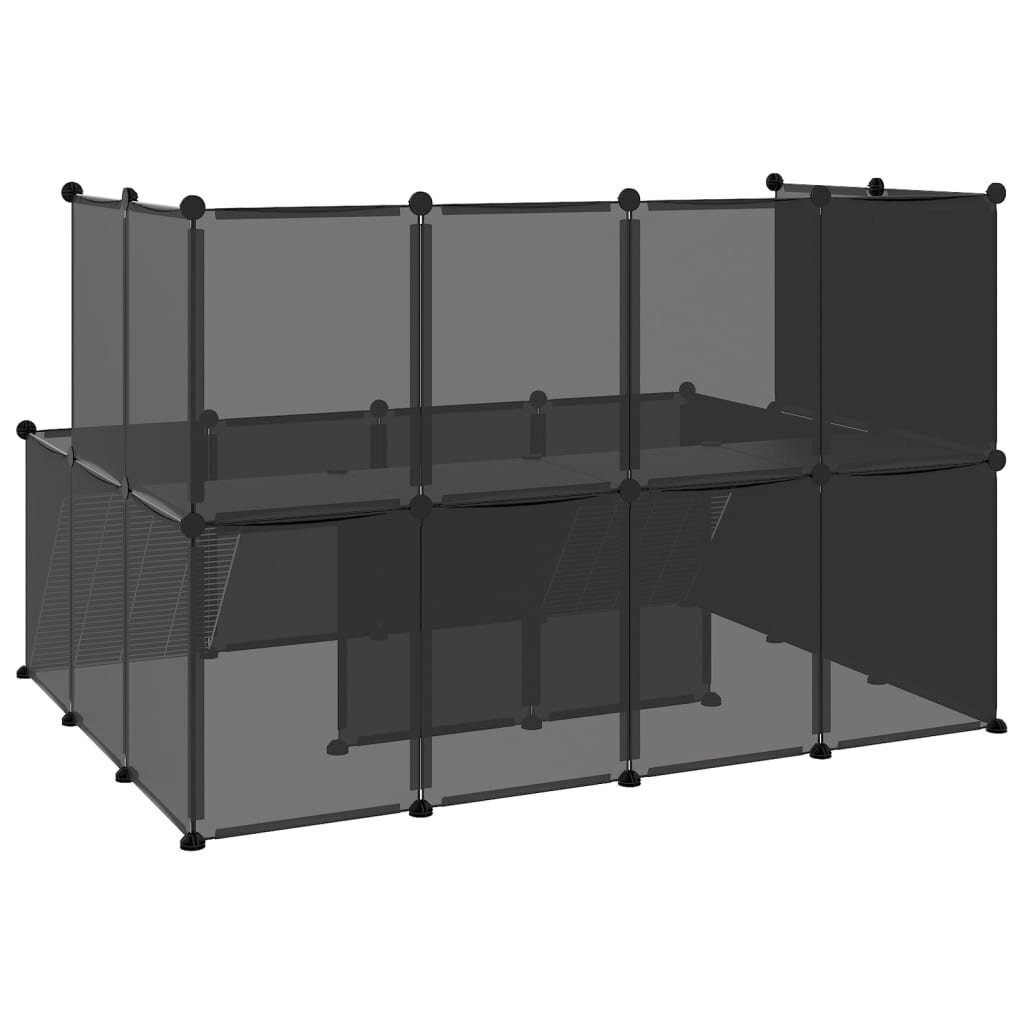 vidaXL Pieneläinhäkki musta 143x107x93 cm PP ja teräs hinta ja tiedot | Kuljetushäkit ja kuljetuslaatikot | hobbyhall.fi