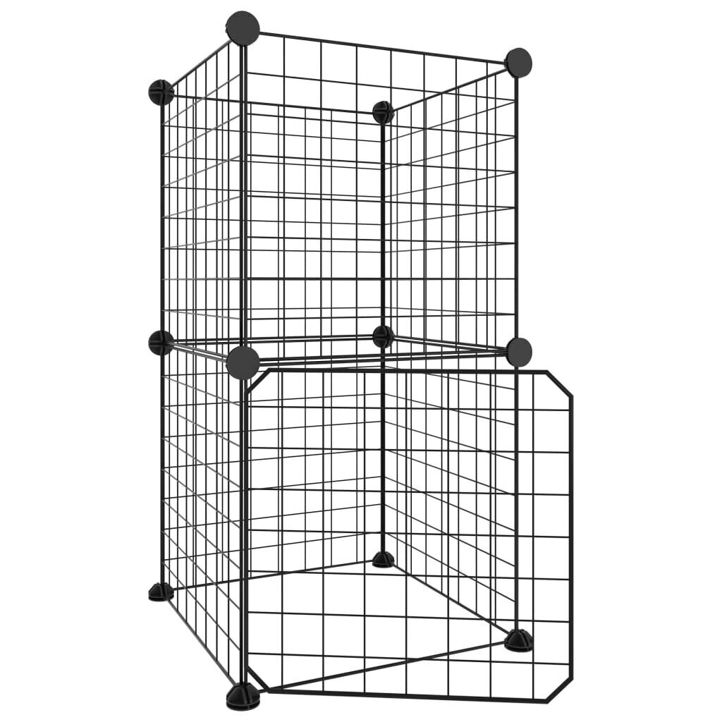 vidaXL 8-paneelinen lemmikkihäkki ovella, musta 35x35 cm hinta ja tiedot | Kuljetushäkit ja kuljetuslaatikot | hobbyhall.fi