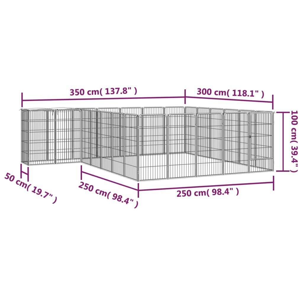 vidaXL Koiranhäkki 26 paneelia musta 50x100 cm jauhemaalattu teräs hinta ja tiedot | Pedit ja pesät | hobbyhall.fi