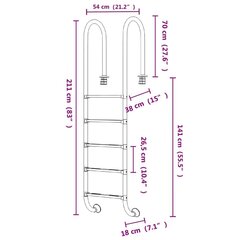 vidaXL Uima-allastikkaat 54x38x211 cm 304 ruostumaton teräs hinta ja tiedot | Uima-allastarvikkeet | hobbyhall.fi