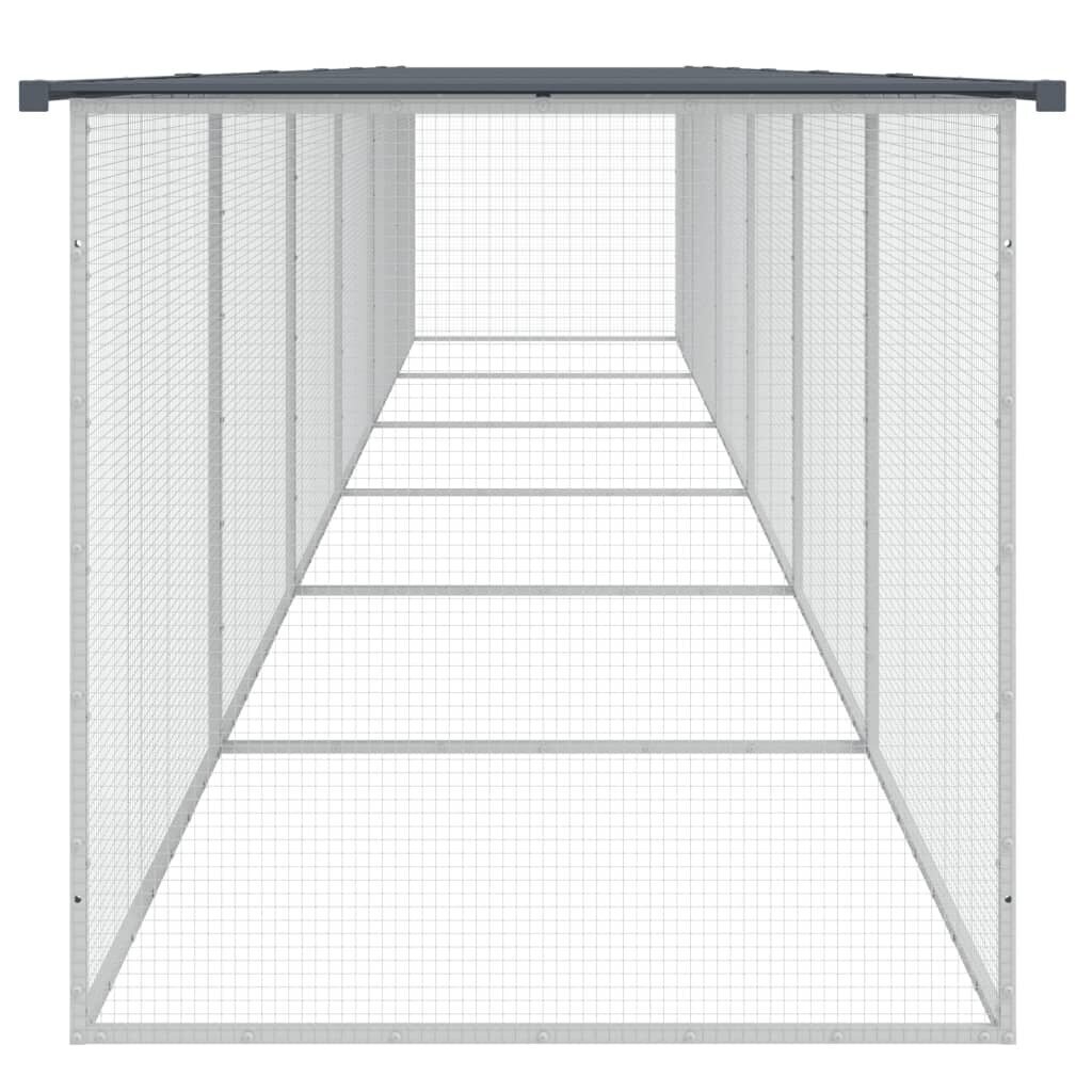 vidaXL Kanahäkki katolla antrasiitti 603x98x90 cm galvanoitu teräs hinta ja tiedot | Lintulaudat ja lintuhäkit | hobbyhall.fi