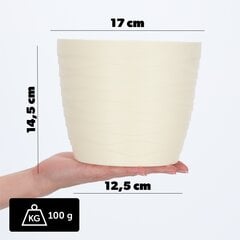 Kukkaruukku, Kukkakansi, Kermanvärinen, Pyöreä, 17cm, Muovi hinta ja tiedot | Kukkaruukut | hobbyhall.fi