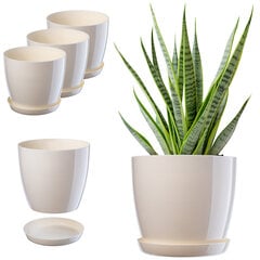 3x kukkaruukku 28cm Kansi jalustalla Cream hinta ja tiedot | Kukkaruukut | hobbyhall.fi