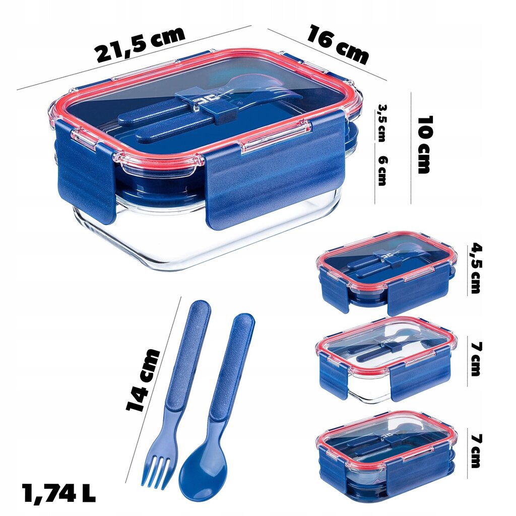 Lunchbox Lounaslaatikko lapsille Ruokasäiliö Lounasrasia 1740ml hinta ja tiedot | Elintarvikkeiden säilytysastiat | hobbyhall.fi