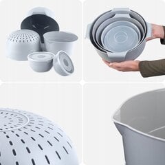 Keittiökulhot 7El + Colander 3L muovi harmaa hinta ja tiedot | Astiat | hobbyhall.fi