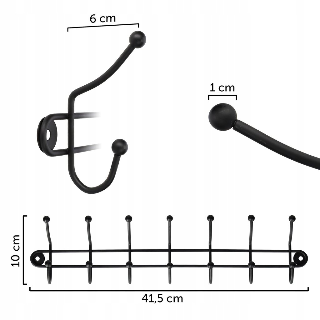 Seinäripustin vaatetelineen 3+7 koukkua hinta ja tiedot | Vaateripustimet ja pukupussit | hobbyhall.fi