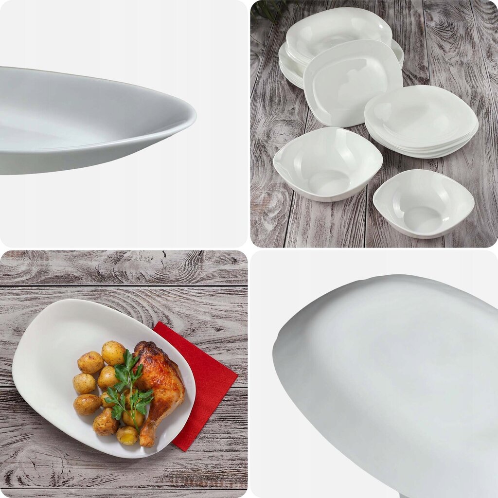 Platter Oval Plate Valkoinen 22x16cm lasinen tarjoilulautanen hinta ja tiedot | Astiat | hobbyhall.fi