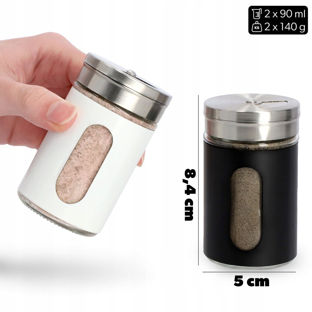 Suola- ja pippurisekoitinsarja 2x90 ml suola- ja pippurisäiliö terästä hinta ja tiedot | Maustemyllyt ja maustepurkit | hobbyhall.fi