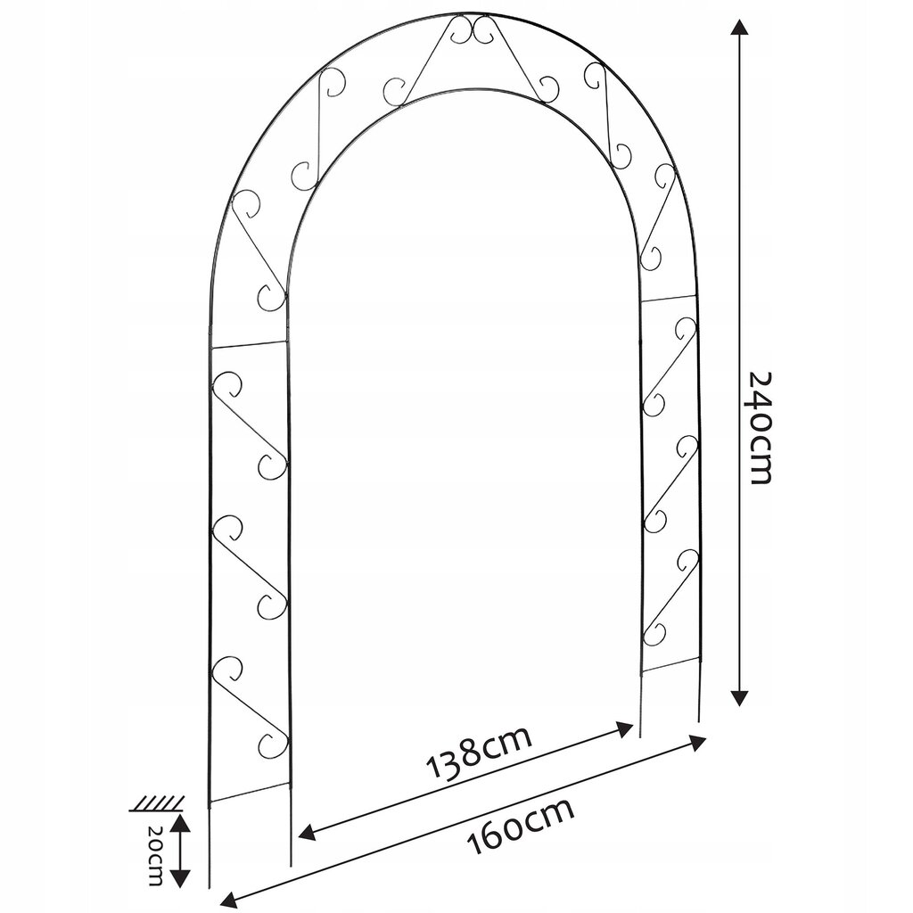 Garden Pergola metallikaari kukille ruusuille 240cm hinta ja tiedot | Puutarhapaviljongit | hobbyhall.fi