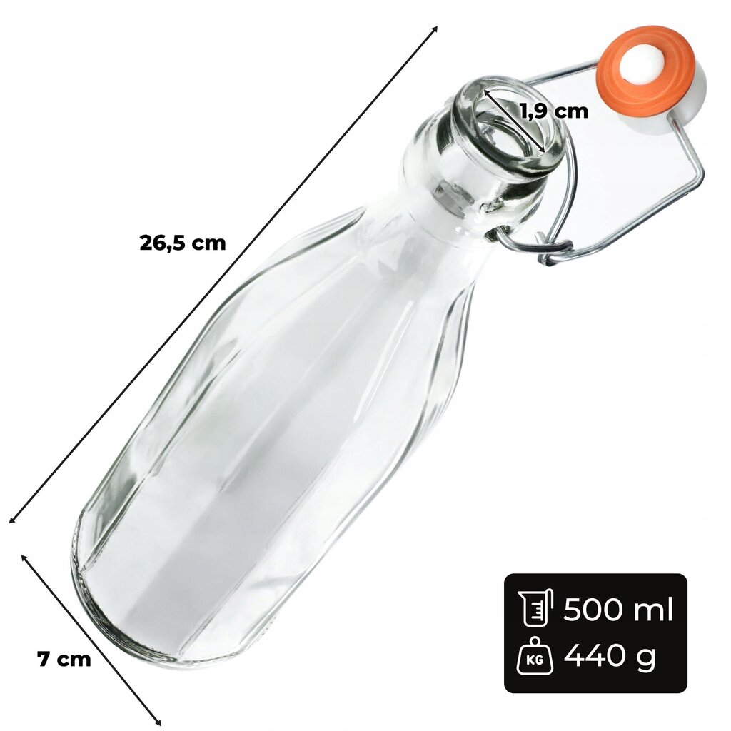 Lasipullo korkilla, 500ml, 6 kpl hinta ja tiedot | Säilöntä | hobbyhall.fi