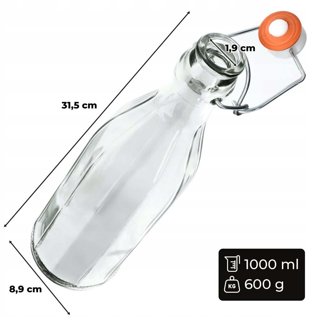 Lasipullo korkilla oliivimehuvettä varten 1000ml hinta ja tiedot | Säilöntä | hobbyhall.fi