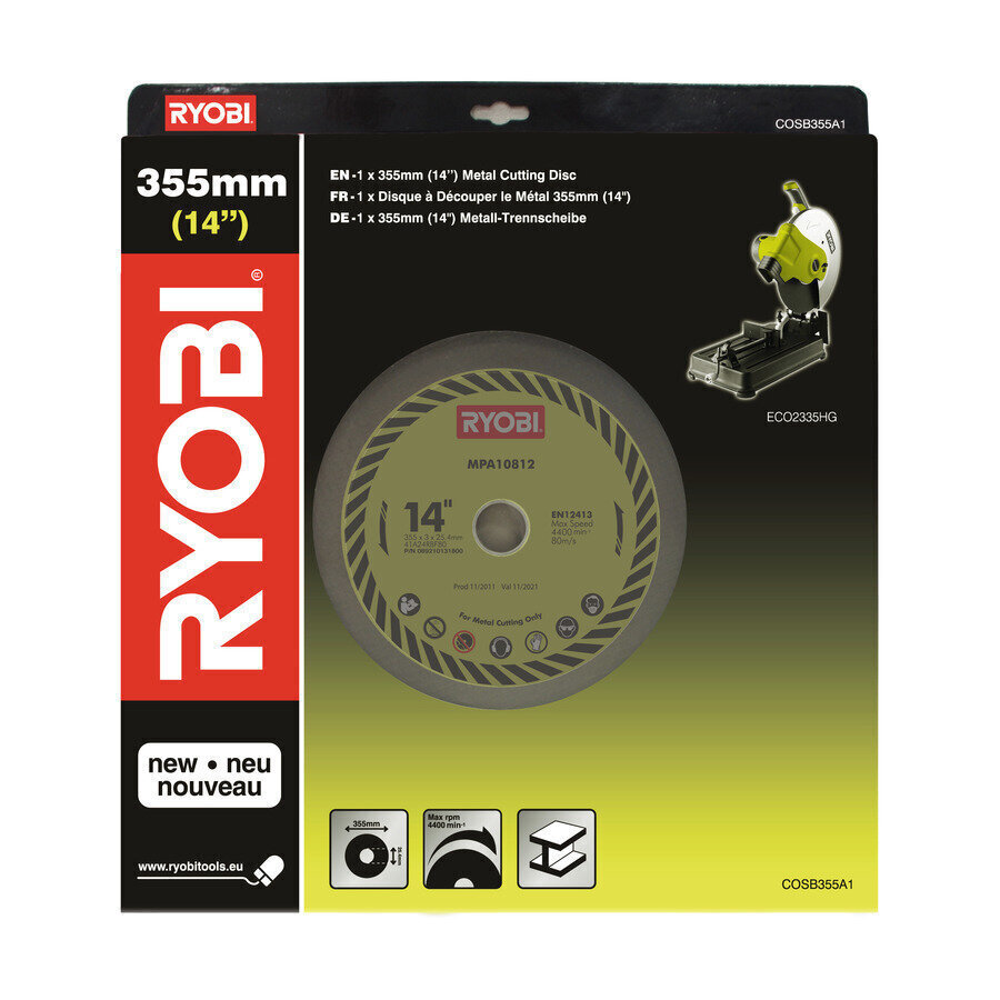 Katkaisusahan laikka Ryobi, 355 mm, COSB355A1 hinta ja tiedot | Sahat ja sirkkelit | hobbyhall.fi