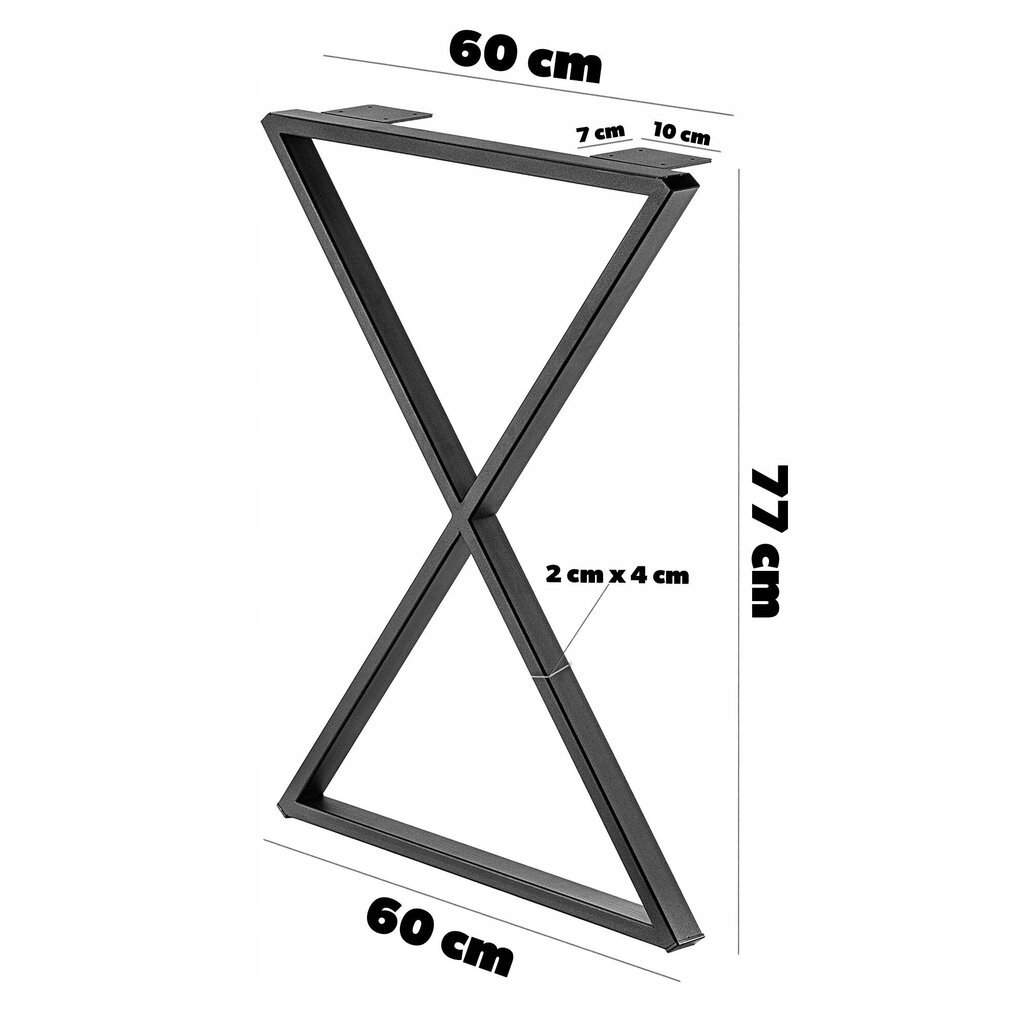 Loft Metal Desk Pöydänjalat X, Industrial, 60x77 cm, musta, 2 kpl hinta ja tiedot | Pöytälevyt | hobbyhall.fi