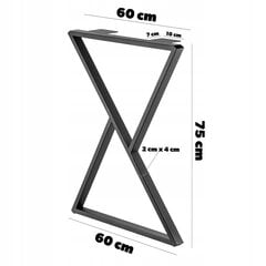 2x Pöydänjalat, Hourglass Industrial, metalli, 60x75 cm hinta ja tiedot | Muut huonekalutarvikkeet | hobbyhall.fi