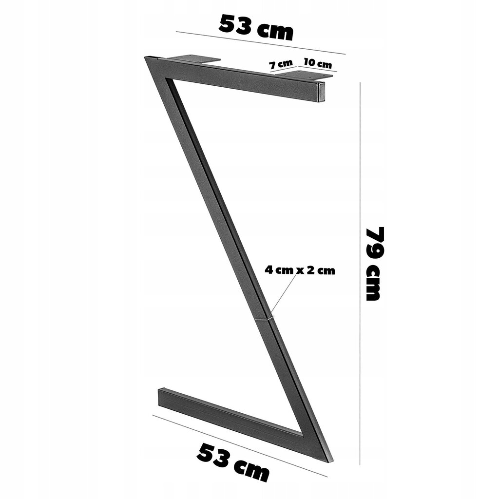 2x metalliset pöytäjalat Loft Desk "Z" Musta Industrial 53x79 cm hinta ja tiedot | Peilipöydät | hobbyhall.fi