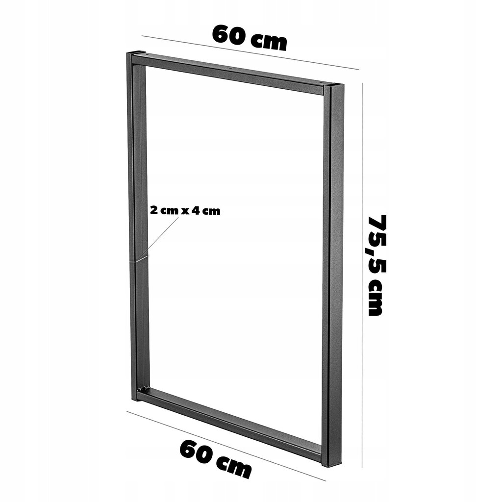 2x Metal Loft suorakaiteen muotoiset teollisuuspöydän jalat 60x75 cm hinta ja tiedot | Peilipöydät | hobbyhall.fi