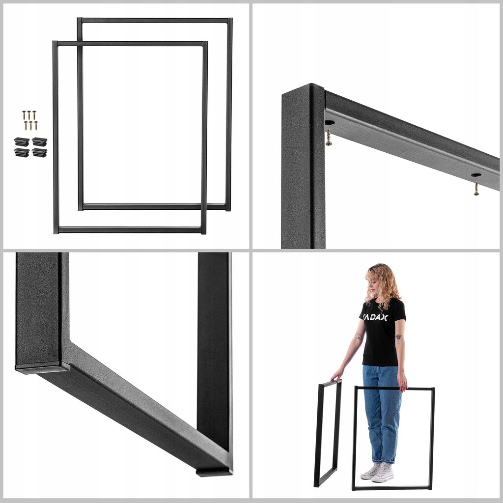 2x Metal Loft suorakaiteen muotoiset teollisuuspöydän jalat 60x75 cm hinta ja tiedot | Peilipöydät | hobbyhall.fi