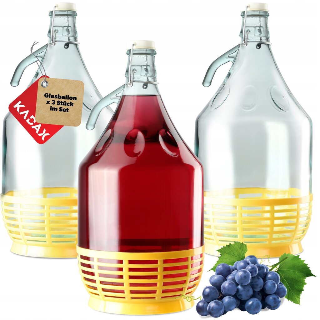 3x Wine Carboy 5L Balloon Lady In Basket -viinipullo + sulkeminen hinta ja tiedot | Säilöntä | hobbyhall.fi