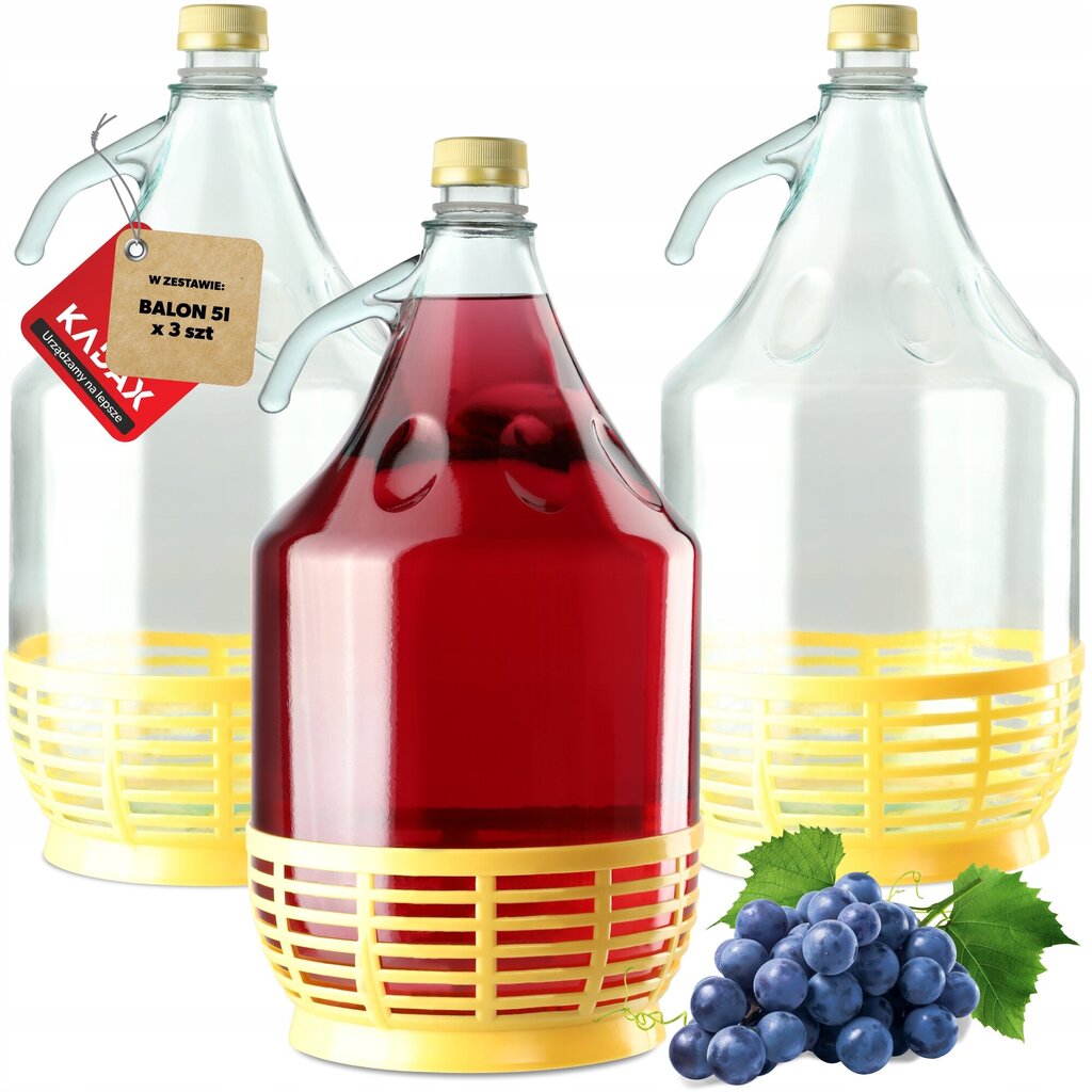 3x Kadax Carboy Wine 5L Balloon Lady In Basket -viinipullo + sulkeminen hinta ja tiedot | Säilöntä | hobbyhall.fi